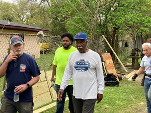 Cleon Jones, an Africatown resident and a member of the New York Mets Hall of Fame, is on the site of a construction project on Feb. 28, 2023. A team from Heart 9/11, a nonprofit that consists of a team of first responders who bonded in the aftermath of 9/11, has been in the Africatown community of Mobile, Ala., helping renovate homes.