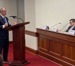 Rep. Russell Bedsole talks to the House Public Safety Committee about his bill to tighten up Alabama's law on correctional incentive time, known as
