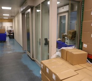 Boxes of commissary items are stored in hallways in some parts of the Cuyahoga County jail.