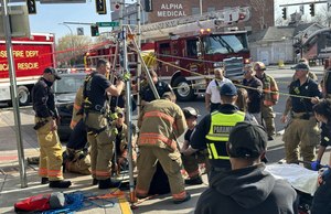 Keleigh Webber was too injured to climb up a ladder, Syracuse Fire Department spokesperson Capt. Matthew Craner said. A firefighter attached to ropes was sent down the hole.