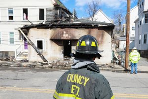 Firefighters were on scene March 17, 2019 in Quincy, Massachusetts.