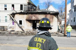 Firefighters were on scene March 17, 2019 in Quincy, Massachusetts.