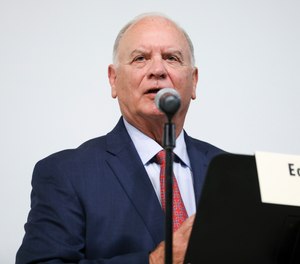 State Sen. Ed Hooper speaks during a 2022 candidate forum. The retired fire lieutenant introduced legislation to restore retirement benefits for first responders, which ultimately passed as part of a larger bill making changes to the Florida Retirement System.