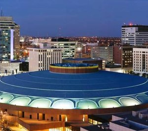 The Century II Performing Arts & Convention Center in Wichita, Kan. is offering drive-thru decontamination for ambulances and other emergency vehicles during the COVID-19 pandemic.