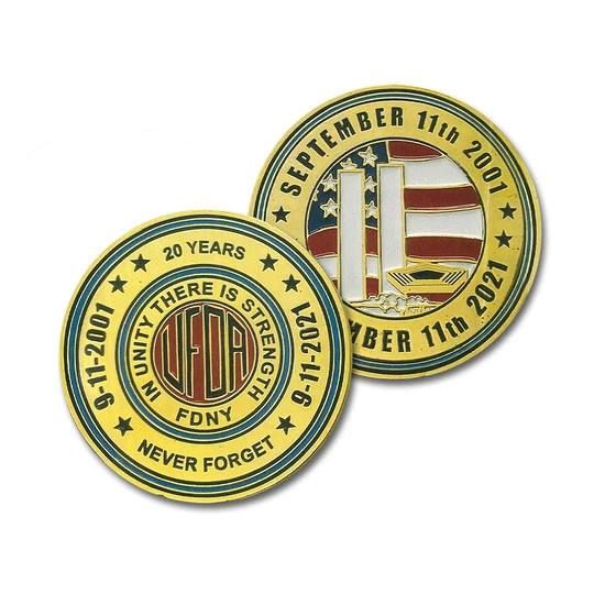 2001 Attacks Challenge Coin NYPD and NYFD Eliminating Consequences September 11 