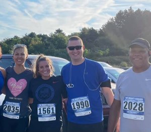 Lockport police officers participate in a half marathon charity run.