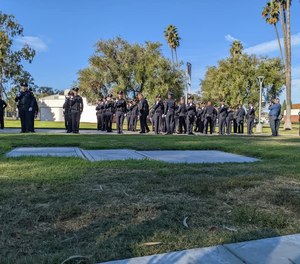 Recruits stand in formation at Golden West College police academy. The academy is facing an internal investigation over hazing allegations.