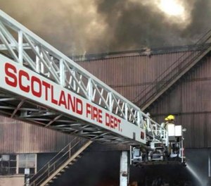 “It’s not something we’re used to,” Scotland Fire Marshal Dana Barrow said. “All of the chickens running around and dogs running around while they were fighting the fire was interesting.” (Photo/Scotland Volunteer Fire Department)