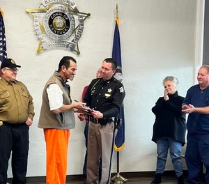 Marco Sanchez was awarded with the Grave County Sheriff's Department's Meritorious Service Award last week.