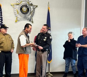 Marco Sanchez was awarded with the Grave County Sheriff's Department's Meritorious Service Award last week.