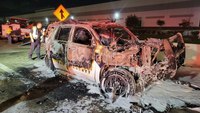 Photos: Deputy pulled from fully engulfed cruiser by tow truck driver