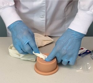 Packing a bleeding wound takes skill, and the TrueClot Basic Packing Trainer includes gauze and “tissue” with a simulated gunshot wound that can help anyone pack a wound properly.