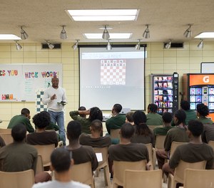 Chess grandmaster Maurice Ashley visits the St. Louis Juvenile Detention Center in 2017.