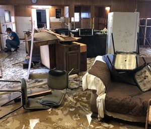 The Pollocksville Volunteer EMS station building was gutted, an ambulance was totaled and medical supplies were ruined by floodwaters. (Photo/GoFundMe)
