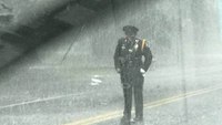Photos: Officer helps turtle cross road in torrential downpour