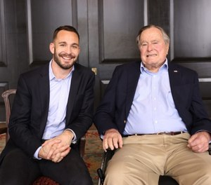 Evan Sisley was honored at the annual Maine EMS Awards with the Distinguished Service Award for his work in assisting former President George H. W. Bush. (Photo/GoFundMe)