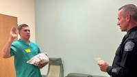 New Calif. officer sworn into PD in wife’s hospital room, with newborn son in hand