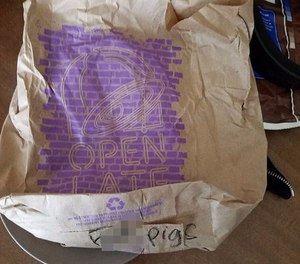 A Taco Bell employee has been fired after writing an explicit message on an officer’s takeout bag. 