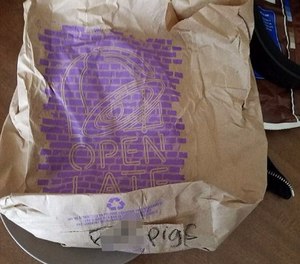 A Taco Bell employee has been fired after writing an explicit message on an officer’s takeout bag.
