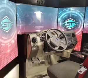 Situated in a long, enclosed tractor-trailer, the simulator is from the College of Eastern Idaho’s Fire Service Technology program and is intended to give new recruits experience driving large emergency vehicles without any risk. (Photo/Fire Service Technology Facebook)