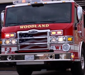 Police say a man attacked one or more Woodland Fire Department firefighters with a camping tent pole after refusing to get out of an intersection. (Photo/Woodland Fire Department)