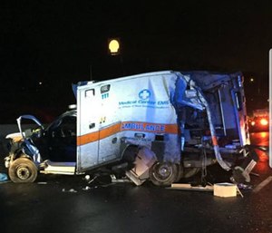 West Tennessee Healthcare paramedic Zachary Pruitt, 36, was transporting patient Nyema Jackson, 36, when the ambulance struck a rock wall.