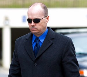 In this March 3, 2016 file photo, Lt. Brian Rice, one of six Baltimore police officers charged in connection to the death of Freddie Gray, leaves the Maryland Court of Appeals in Annapolis, Md. (AP Photo/Jose Luis Magana, File)