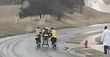 Firefighters ditch ambulance to rescue patient on icy road