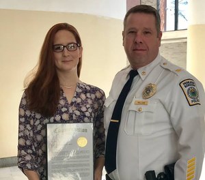 Bucks County Commissioners and Perkasie police Chief Steven Hillias said Patricia Ebinger's "calm, professional and life-preserving services" saved the child, who suffered near-fatal injuries in the January attack. (Photo/Buck's County 911 Facebook)