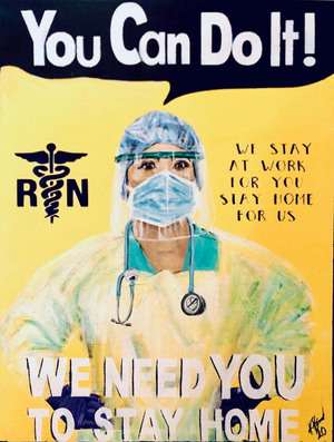 Le Li, an emergency room nurse, was the first full portrait of another person in the Modern Day Rosies series.