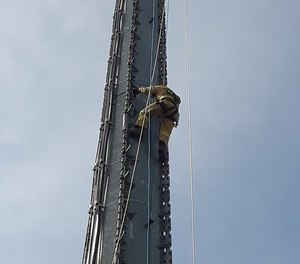 Two other members of the contracted crew were with the injured man, but they needed firefighter’s help to get him safely to the ground.
