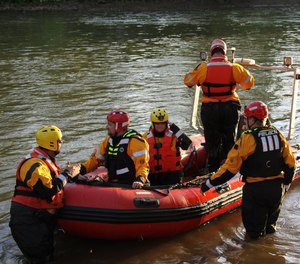 Armstrong County Task Force 340 is a volunteer water rescue group made up of firefighters and EMS personnel from multiple agencies. On Saturday, members of the task force helped rescue two teens whose raft capsized on a frigid lake. (Photo/Armstrong County Task Force 340 - Water Rescue Facebook)