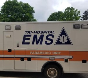 A Tri-Hospital EMS ambulance in St. Clair County, Michigan was struck head-on, injuring two crewmembers and the other driver. The patient in the ambulance was reportedly not injured in the crash. (Photo/Tri-Hospital EMS Facebook)