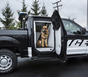 A space in the back of the cab can be converted into a kennel for K-9s.
