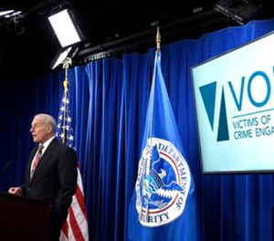 Homeland Security Secretary John Kelly announces the opening of new Victims of Immigration Crime Engagement (VOICE), Wednesday, April 26, 2017, during a news conference at Immigration and Customs Enforcement (ICE) in Washington. (AP Photo/Susan Walsh)
