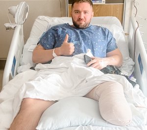 Lawson underwent several surgeries to try to save his leg following the shooting.