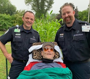 His care team said he had not been out in eight years and he had not felt the rain on his face for that long. (Photo/Mary Greeley Paramedics)