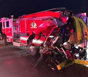There were no firefighters inside the truck at the time of the crash. (Photo/Palo Alto Fire Department)