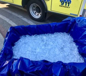 Immersing the man in ice allowed the patient's temperature to "safely" drop to 101.4 before being transported to a local hospital. (Photo/Austin-Travis County Emergency Medical Services)