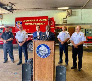 Mayor Byron W. Brown announced the grant win along with Fire Commissioner William Renaldo and Congressman Brian Higgins, D-Buffalo.