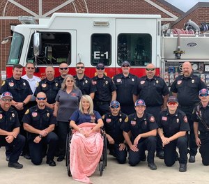 Paramedic Heather Haynes was hit by a black Ford Mustang in August 2019 as she was exiting the back of a rig, pinning her between the two vehicles. She has undergone six surgeries and had part of her leg removed.