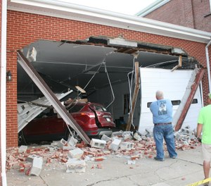 Betty T. Miller, 76, may have had a medical emergency when she crashed her SUV into the fire station leaving extensive damage. (Photo/Mineral Volunteer Fire Department)