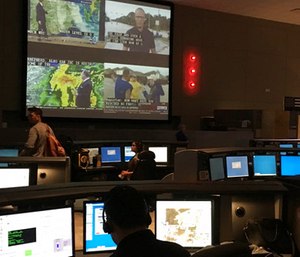 Operators at the Houston Emergency Center answer calls for help to 911 in the aftermath of Hurricane Harvey in Houston.