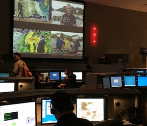 Operators at the Houston Emergency Center answer calls for help to 911 in the aftermath of Hurricane Harvey in Houston.