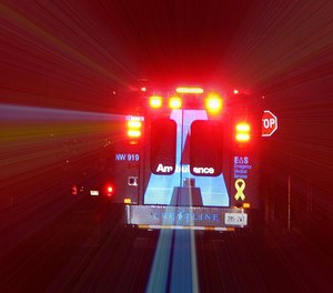 William Swagger was on the way to the hospital when he reportedly leaped from the ambulance after assaulting the EMT treating him, who had removed most of his clothing for treatment.