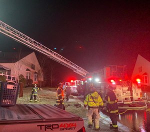 This photo shows firefighters at the scene of a house fire in Havre de Grace, Maryland on Feb. 23. During the fire, the homeowners' son Ian Taylor Robertson, 31, allegedly got into a physical altercation with firefighters leading to a charge of obstructing firefighters and second-degree assault. (Photo/Susquehanna Hose Company Facebook)