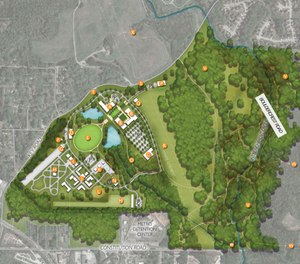 This rendered image shows an aerial view of what may be a new public safety training center in Atlanta.