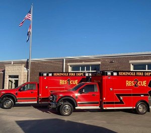A Seminole Fire Department ambulance was struck in a hit-and-run early Sunday morning.