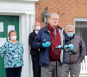 Stamford Mayor David Martin, second from right, says he hopes to test as many first responders as possible after initial tests revealed 4% of responders without symptoms were positive for COVID-19. (Photo/Stamford Government Facebook)