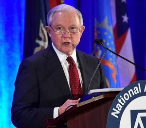 In this Tuesday Feb. 27, 2018 file photo is Attorney General Jeff Sessions speaking at the National Association of Attorneys General Winter Meeting in Washington.